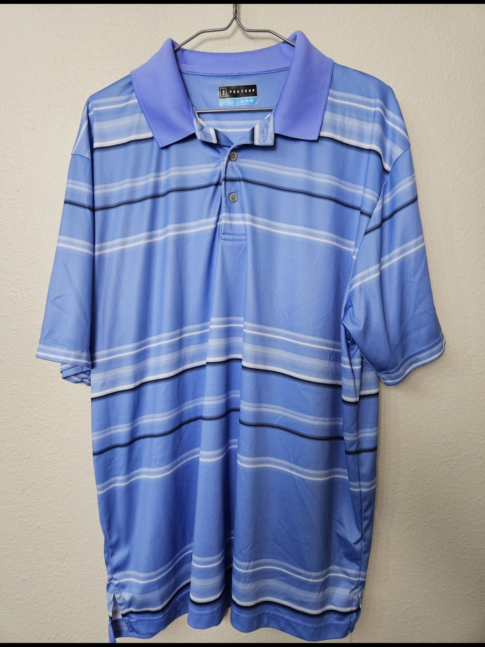 PGA TOUR Light Blue Striped Performance Polo Size XL