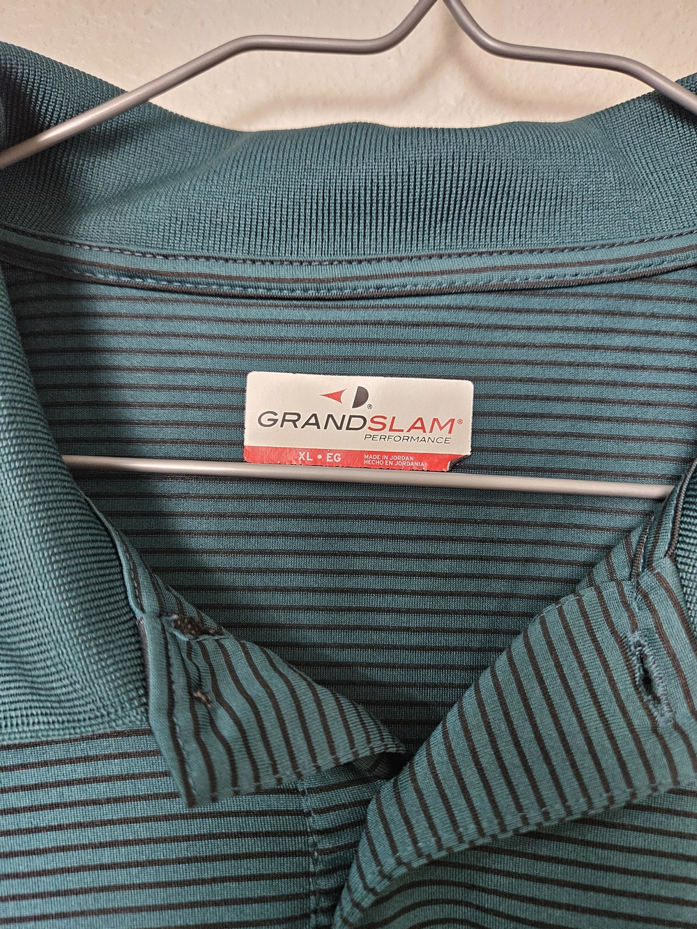 Grand Slam Teal Striped Polo Shirt Size XL photo 2