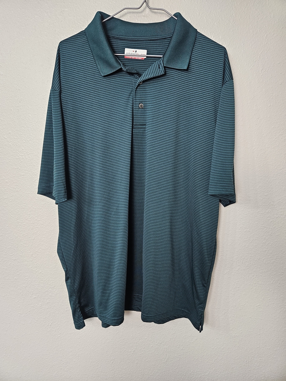 Grand Slam Teal Striped Polo Shirt Size XL