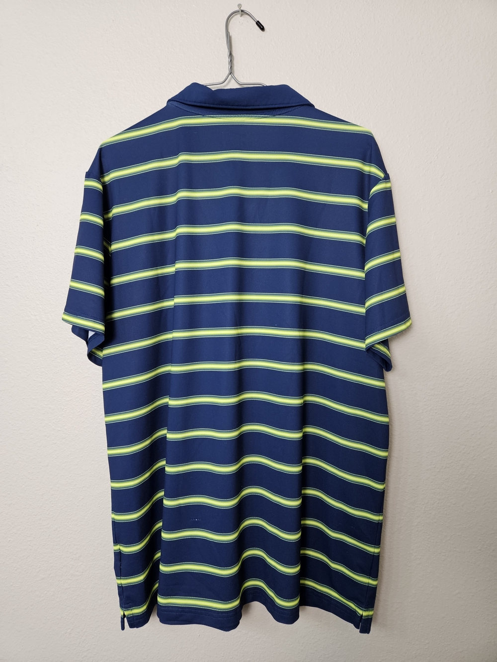 Nike Men's Navy Polo with Lime Stripe Accents Size XL photo 6