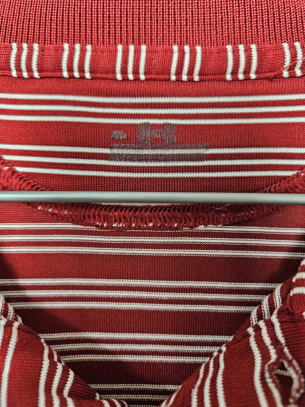 Under Armour Men’s Red and White Striped Performance Polo Size XL photo 2