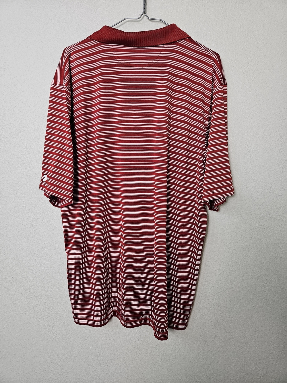 Under Armour Men’s Red and White Striped Performance Polo Size XL photo 4
