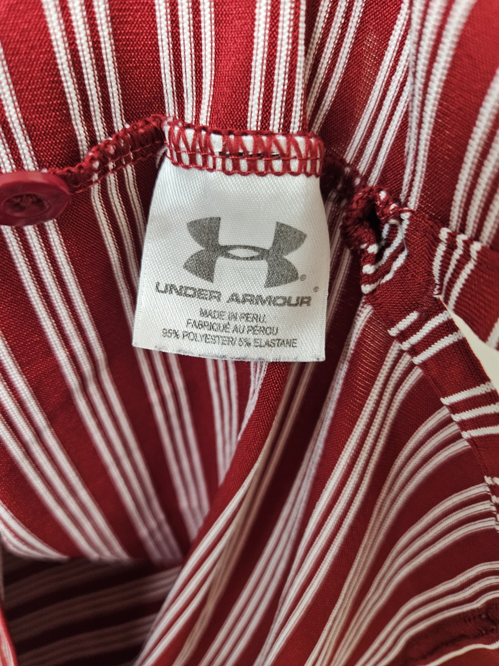 Under Armour Men’s Red and White Striped Performance Polo Size XL photo 5