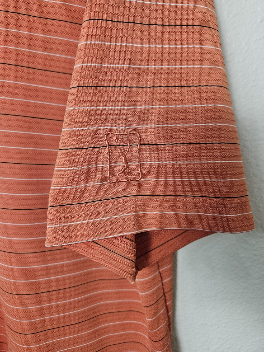 PGA Tour Men's Short Sleeve Polo - Rust with White Stripes Size XL photo 2