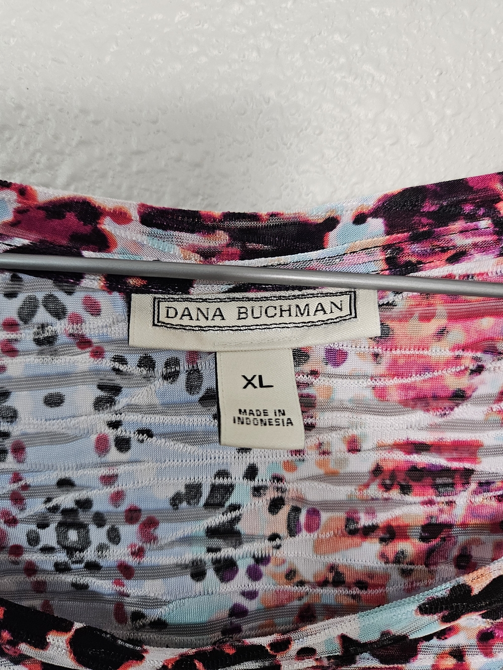 Dana Buchman Pink, Black & Light Blue Mixed Print Short Sleeve Tee Size XL photo 2