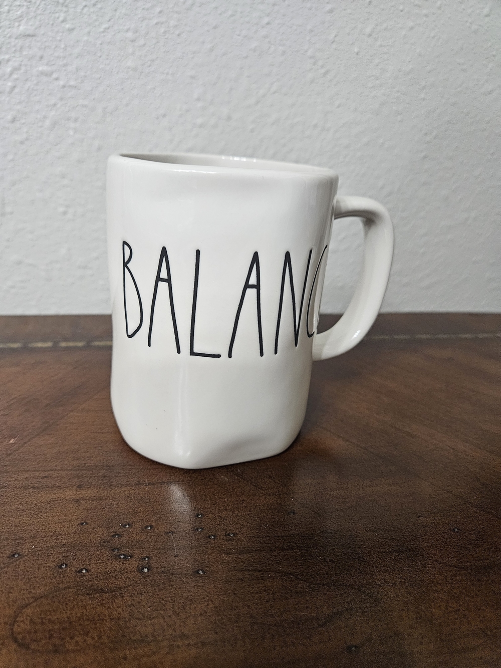Rae Dunn White 'BALANCE' Ceramic Mug