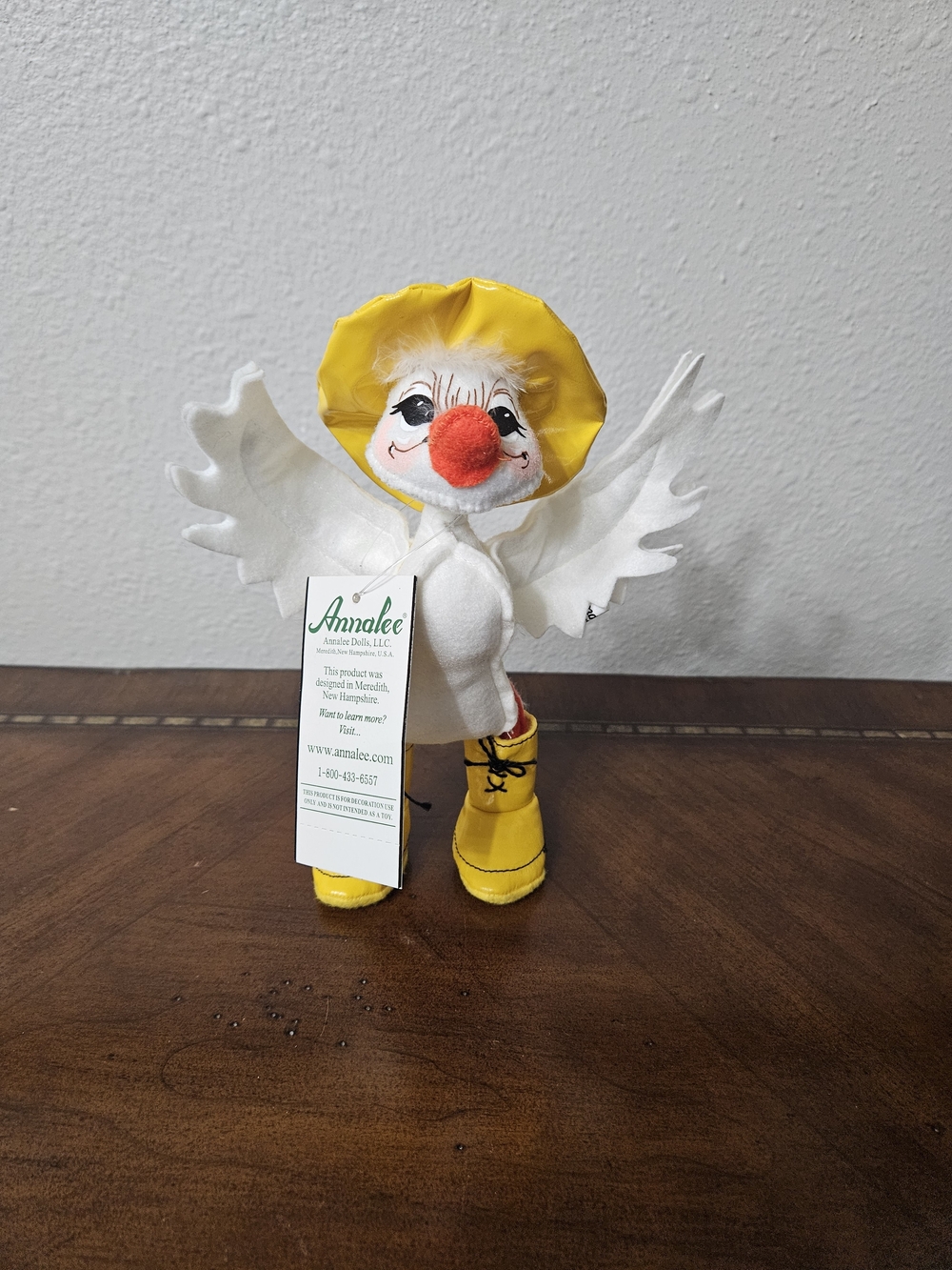 Annalee White Bird Doll with Yellow Rain Hat and Boots
