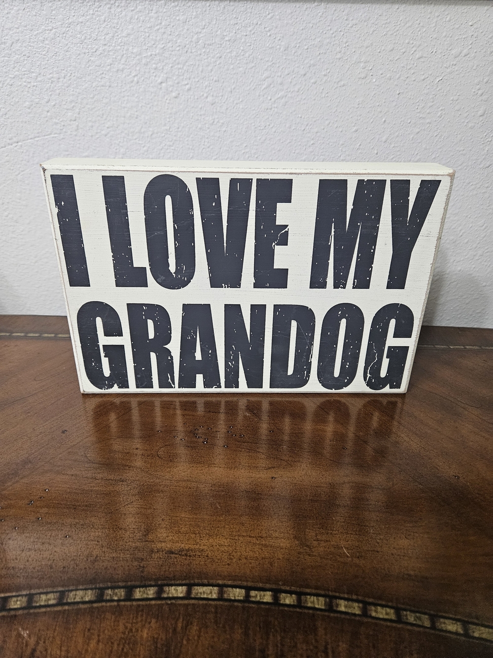 I Love My Grandog Wooden Sign - White and Black