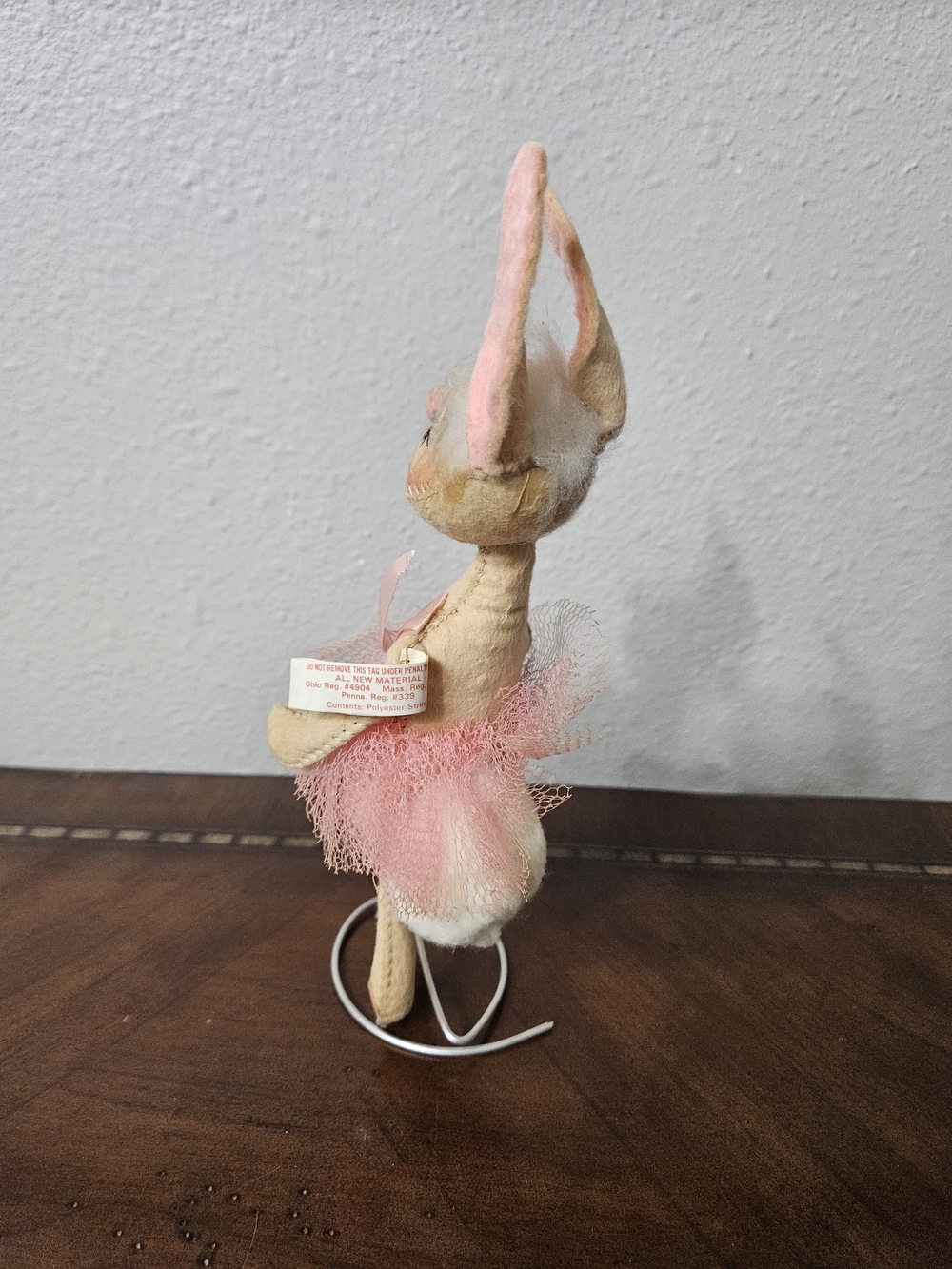 Vintage 60s Annalee Pink and Cream Bunny Ballerina Doll photo 2