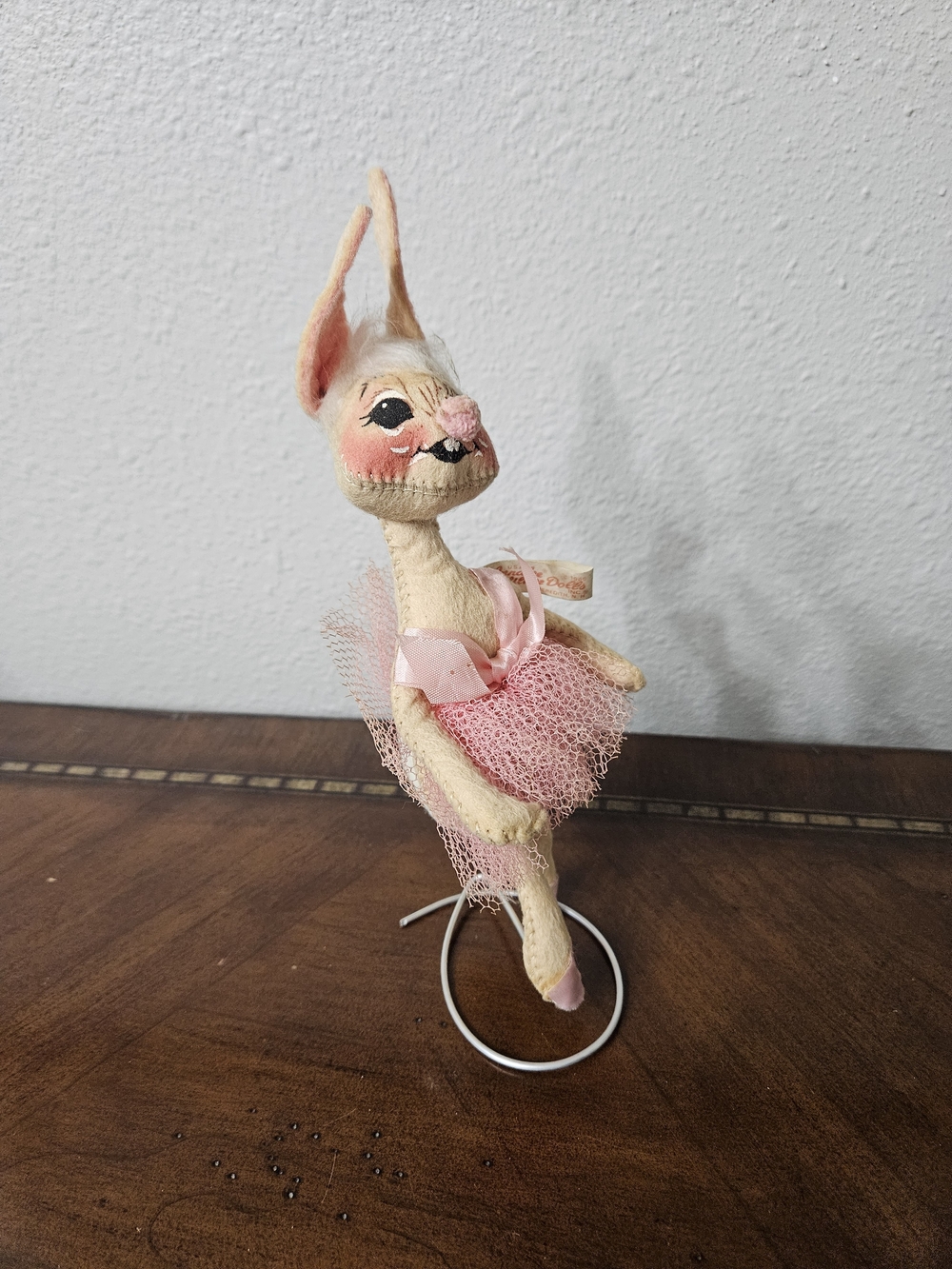 Vintage 60s Annalee Pink and Cream Bunny Ballerina Doll photo 3