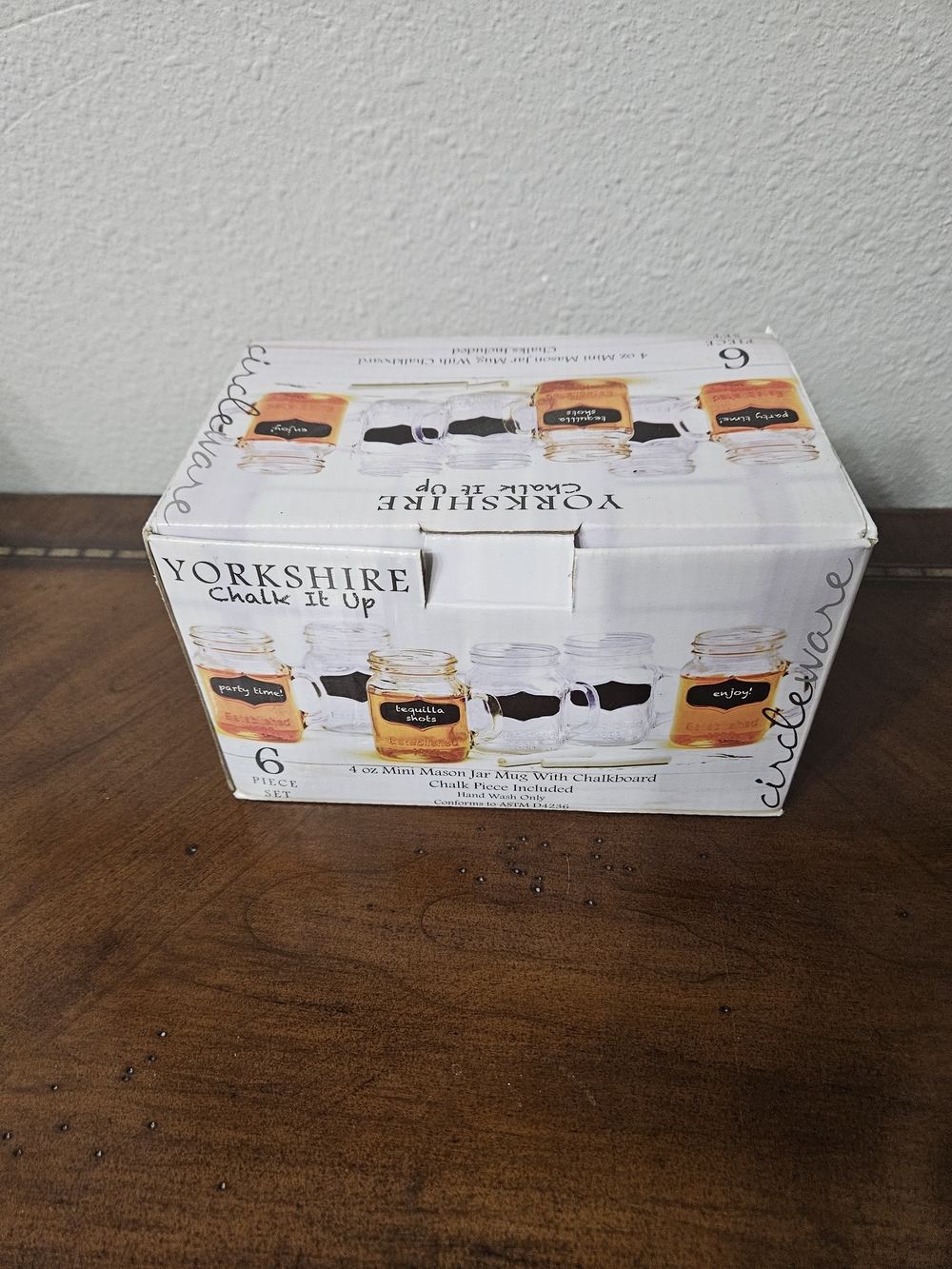 Yorkshire Chalk It Up Mini Mason Jar Mug Set - Clear Glass photo 4