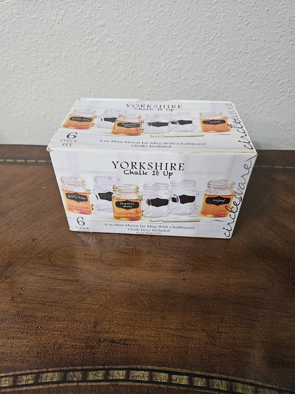 Yorkshire Chalk It Up Mini Mason Jar Mug Set - Clear Glass