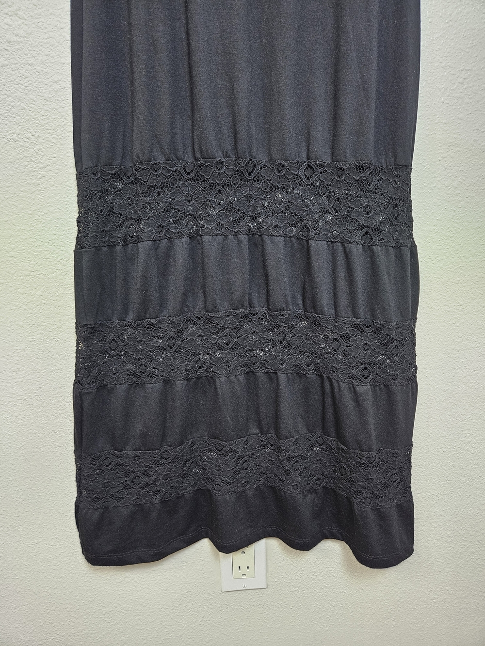 Apt. 9 Black Sleeveless Maxi Dress with Lace Trim Panels photo 4