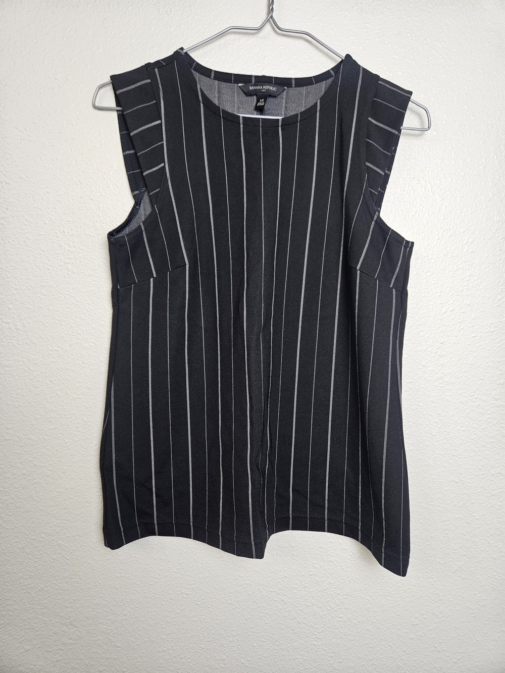 Banana Republic Black Pinstripe Sleeveless Shell