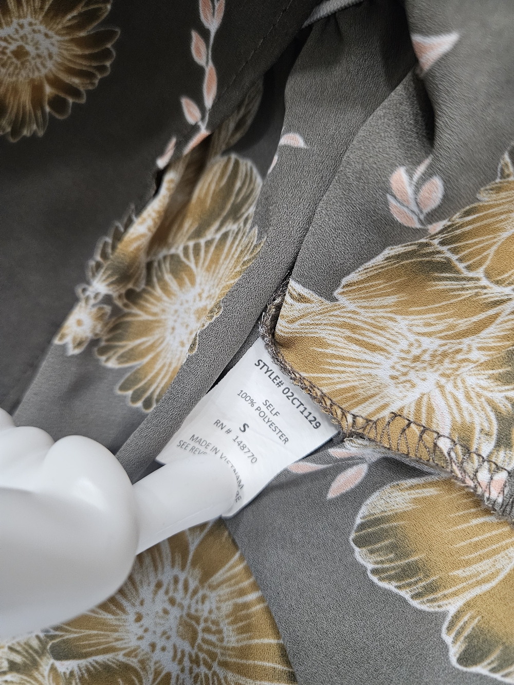 Sienna Sky Gray Floral Wrap Blouse with Mustard & Blush Blooms photo 6
