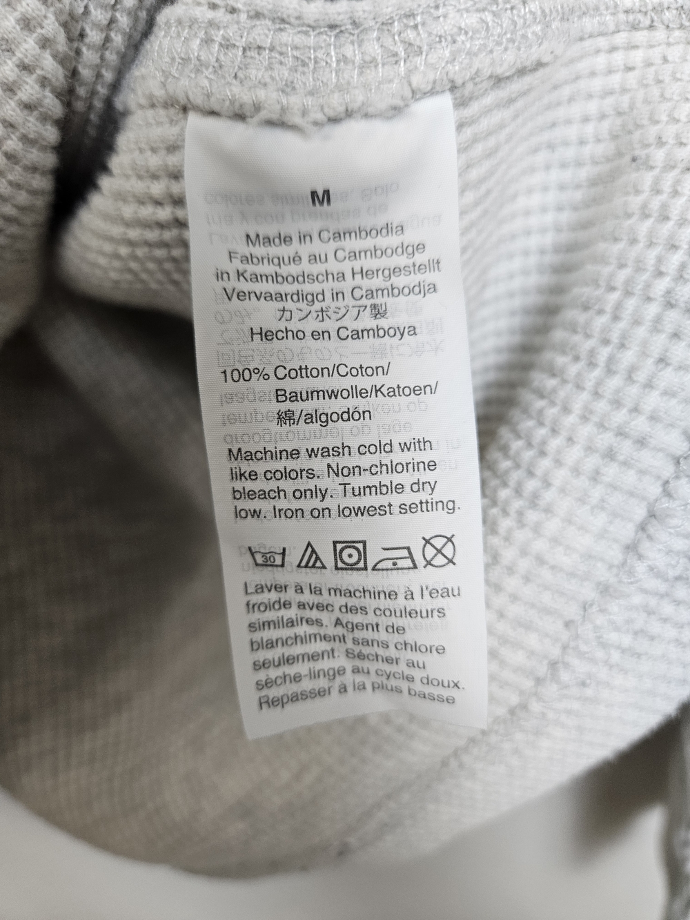 J. Crew Light Gray Waffle Knit Henley Size Medium photo 4