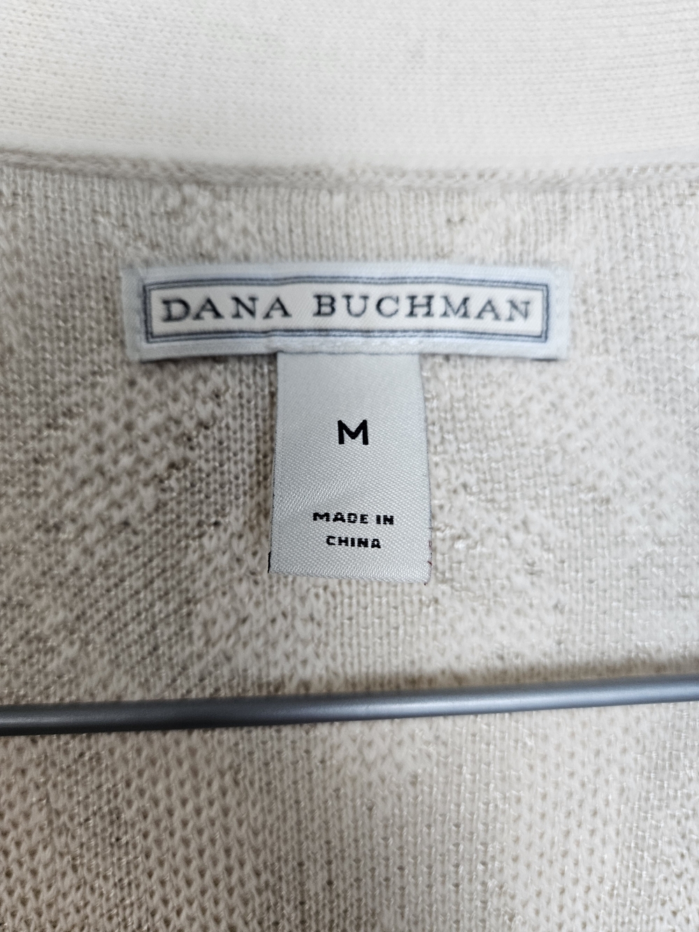 Dana Buchman Open-Front Cream Patterned Cardigan Sweater Size Medium photo 2