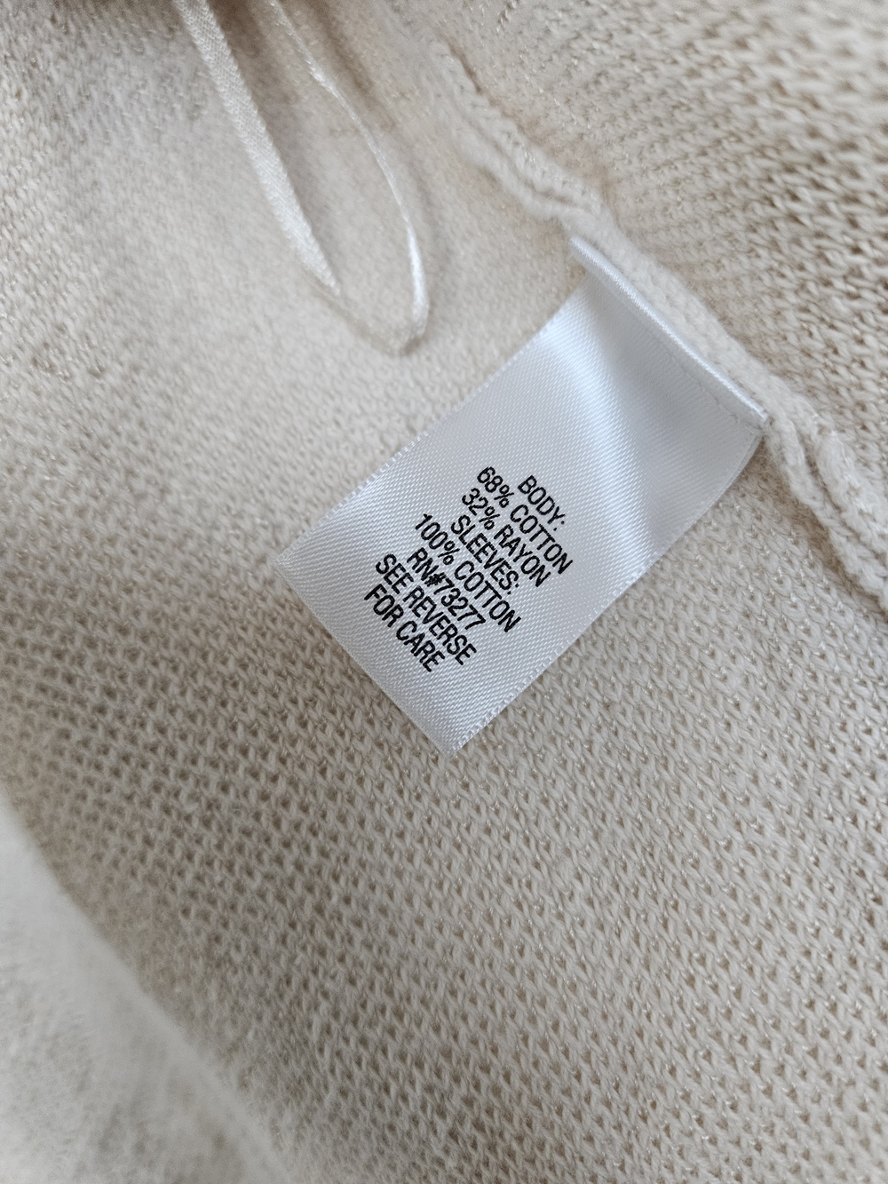 Dana Buchman Open-Front Cream Patterned Cardigan Sweater Size Medium photo 3