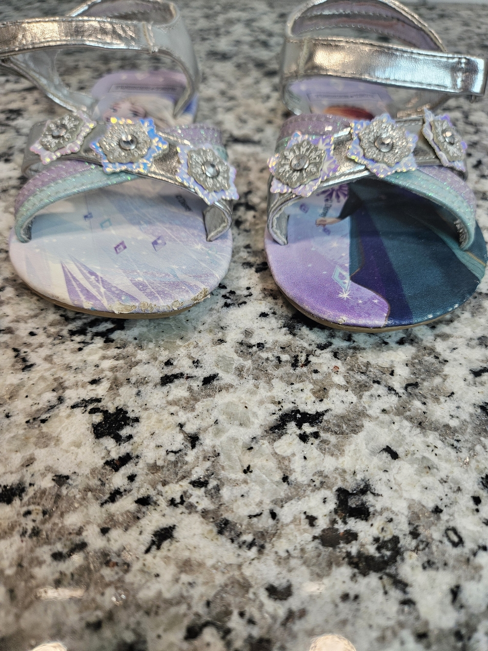 Girls Glitter Silver Frozen Character Sandals - Size 8 photo 2