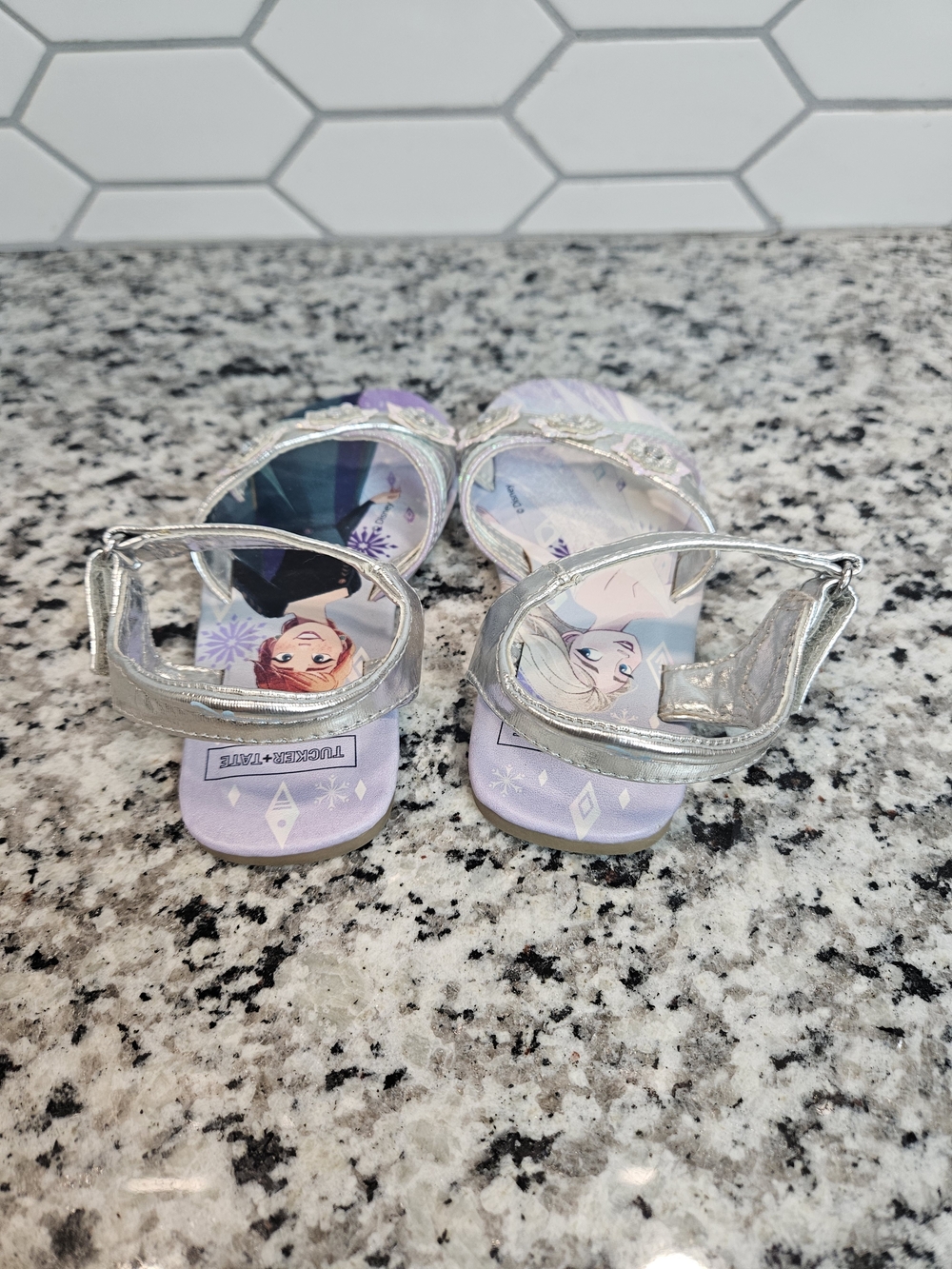 Girls Glitter Silver Frozen Character Sandals - Size 8 photo 3
