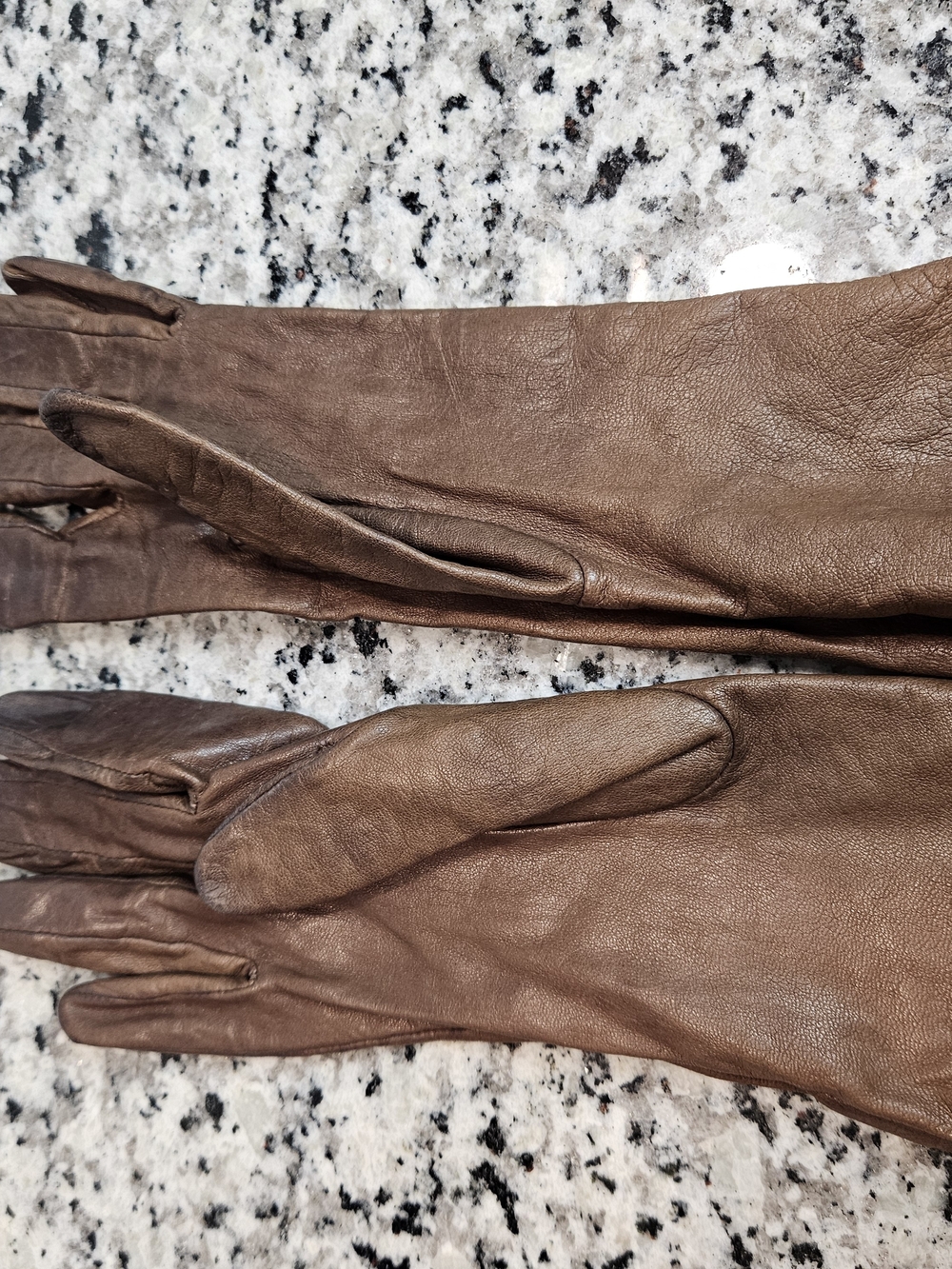 Long Brown Leather Women's Gloves
