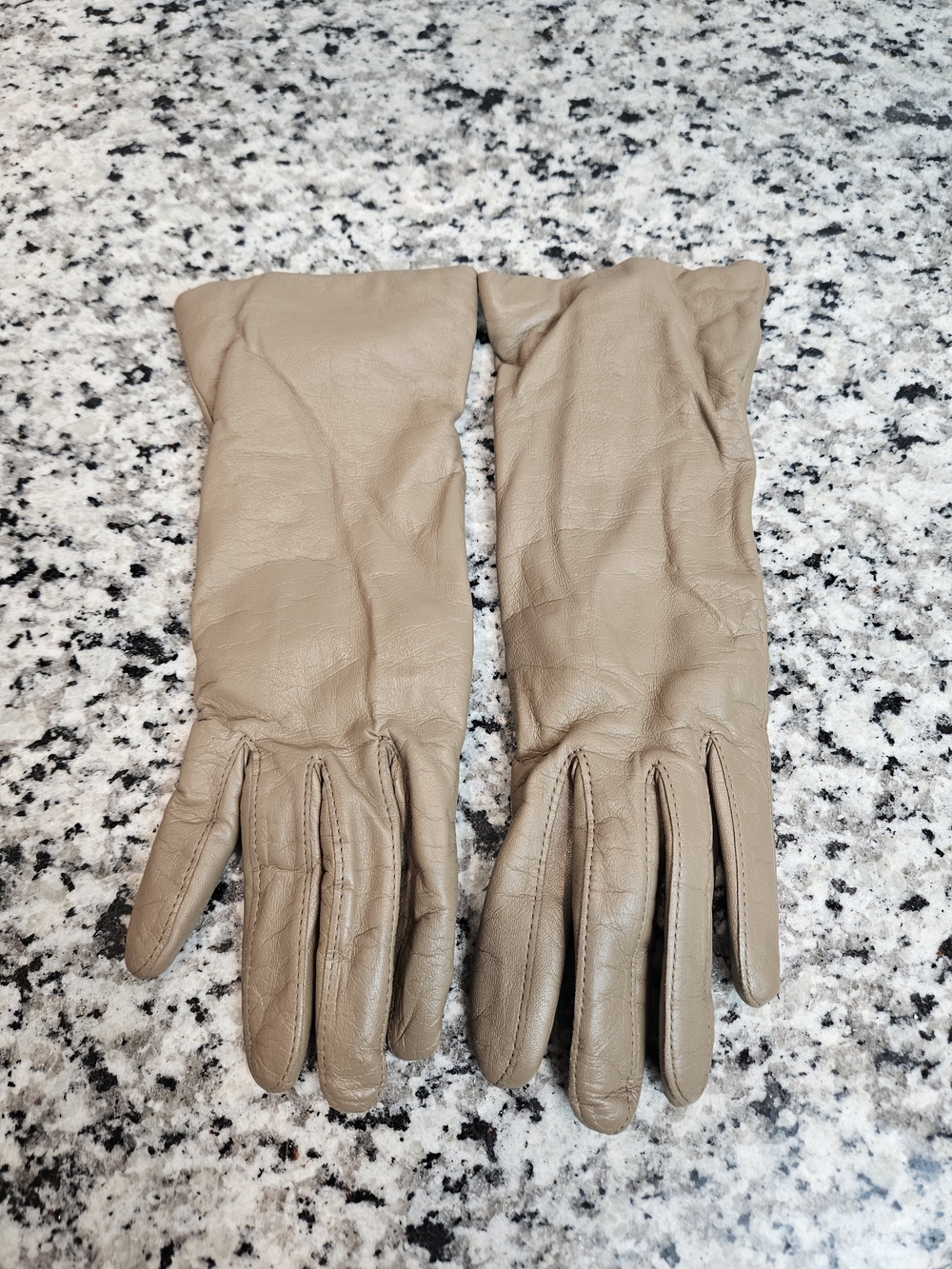 Women’s Soft Taupe Leather Gloves – Classic Dress Gloves photo 2