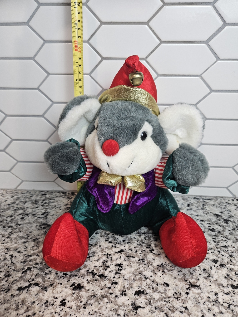 Vintage Christmas Elf Mouse Stuffed Plush photo 2