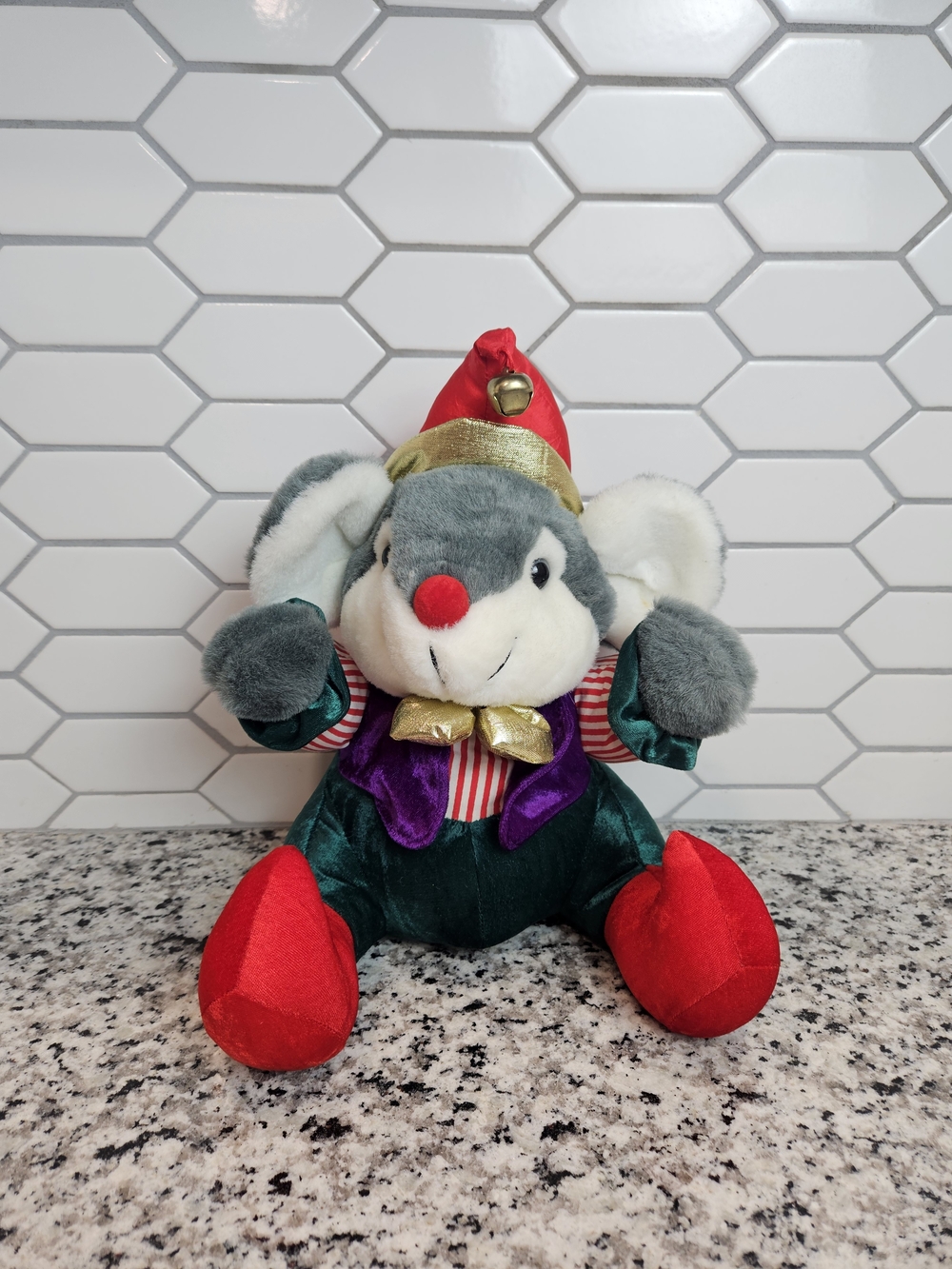 Vintage Christmas Elf Mouse Stuffed Plush
