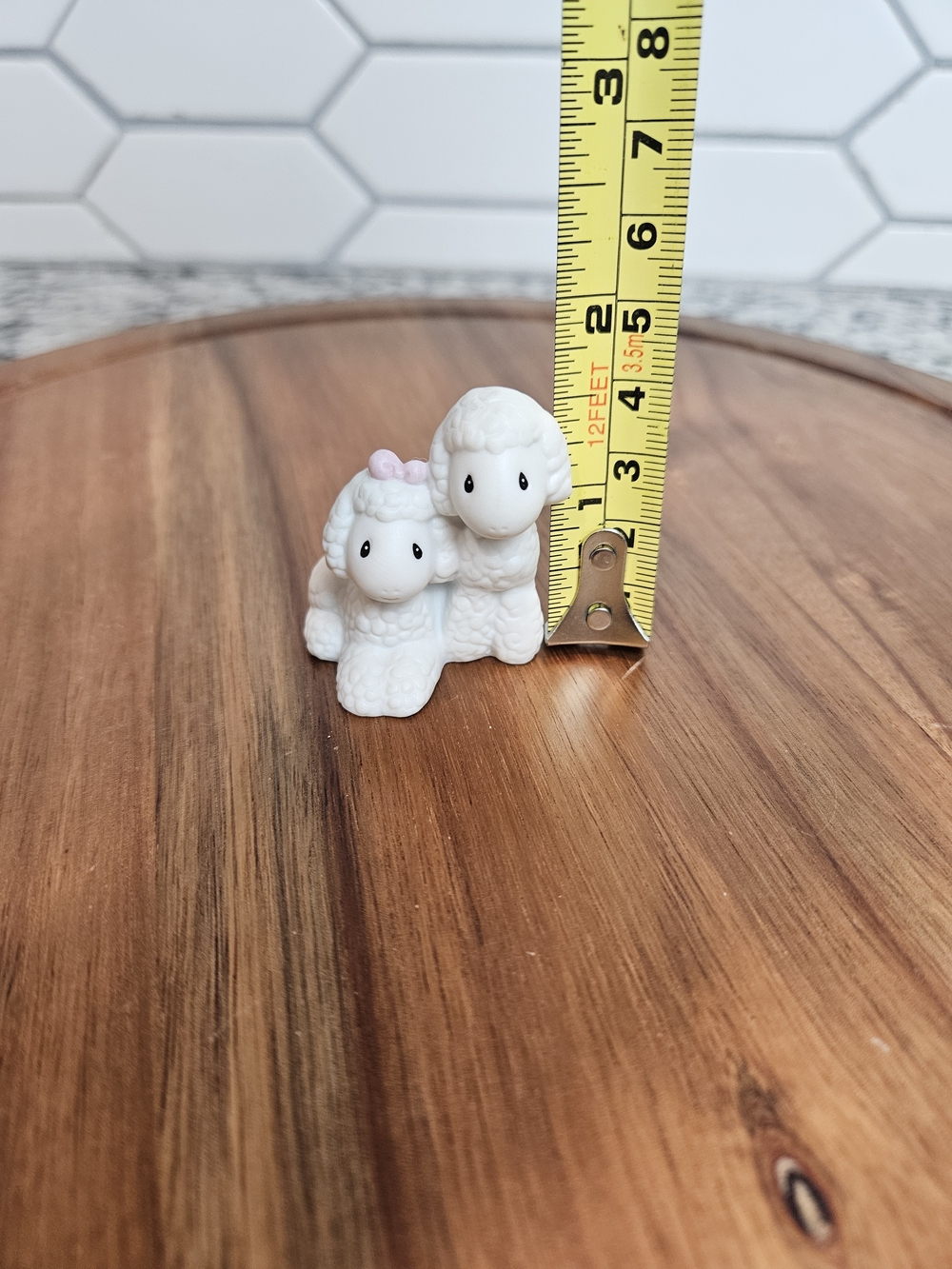 Precious Moments White Lamb Pair Figurine with Pink Bow Accent photo 6