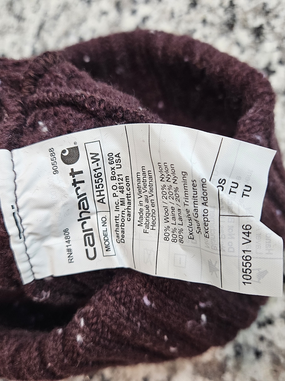 Carhartt Maroon Speckled Ribbed Cuff Beanie photo 4