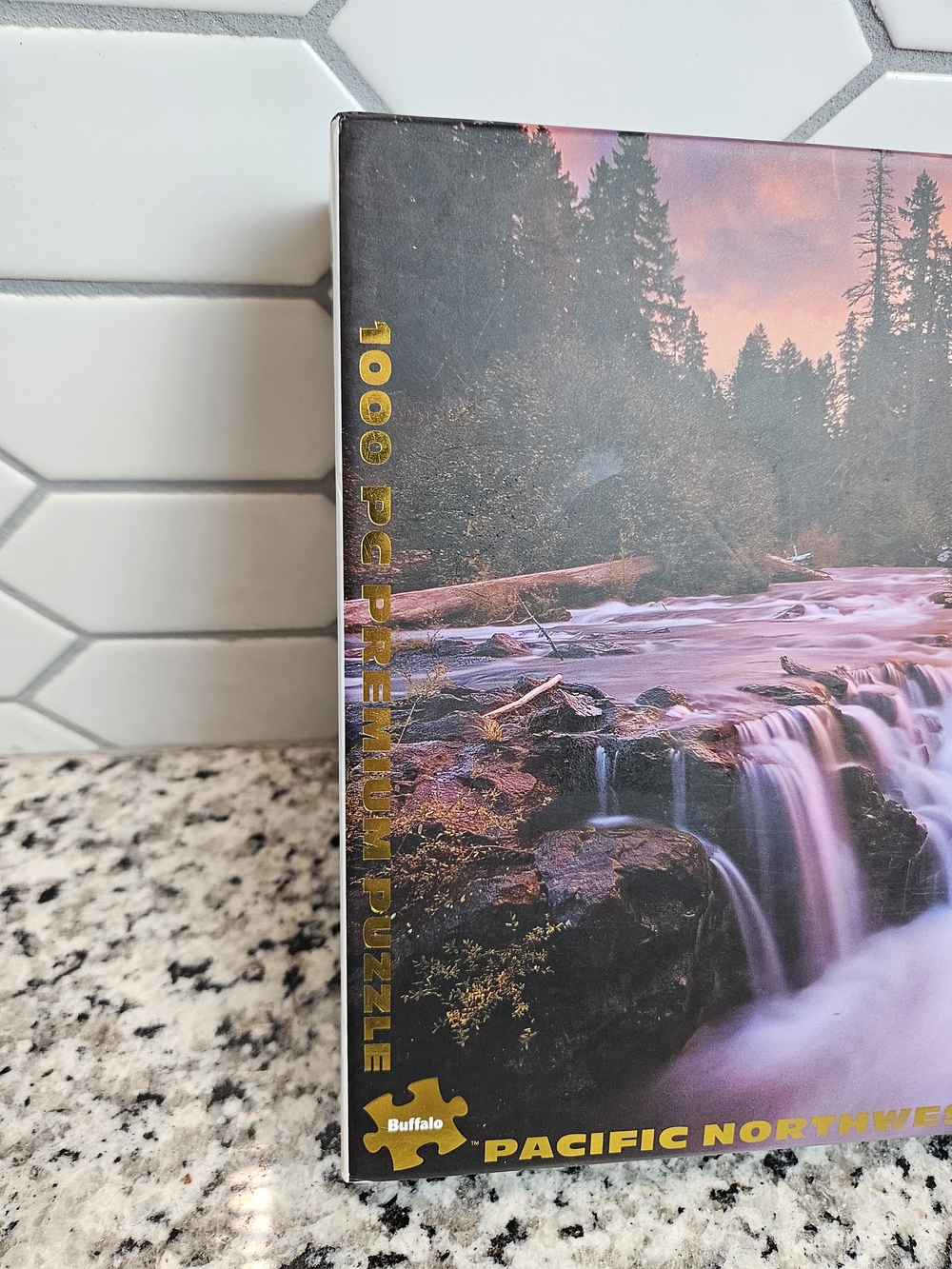 Buffalo David Bitton 1000 Piece Puzzle in Sunset Colors Waterfall photo 2