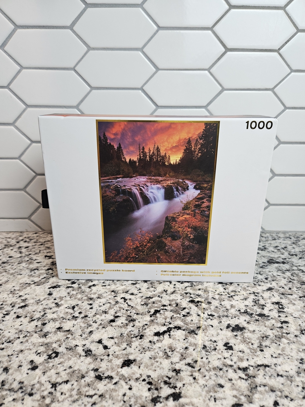 Buffalo David Bitton 1000 Piece Puzzle in Sunset Colors Waterfall photo 4