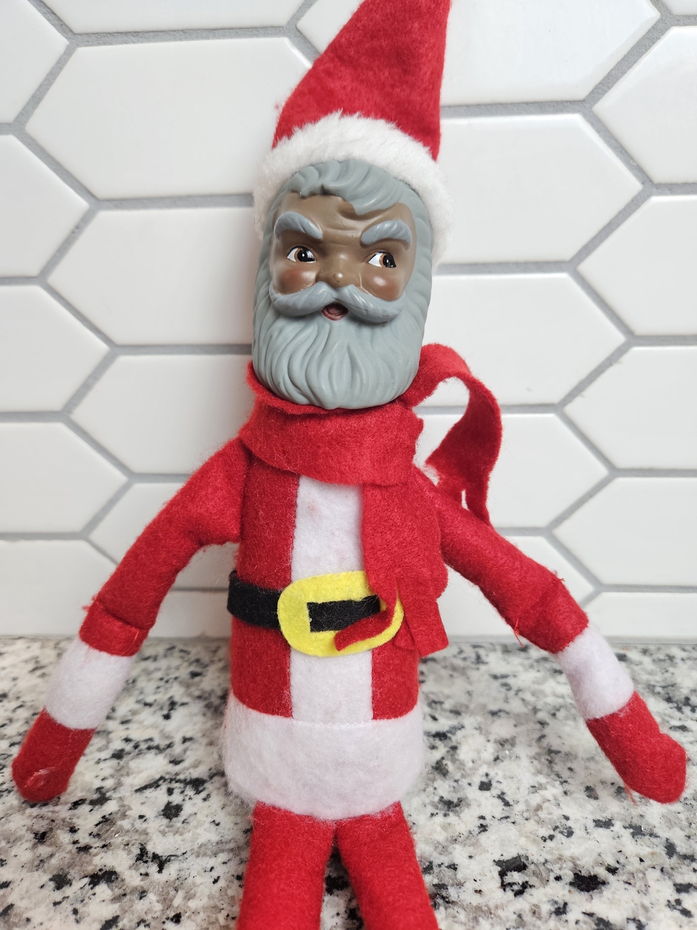 Vintage Style Santa Elf Figurine in Red and White Holiday Décor photo 2
