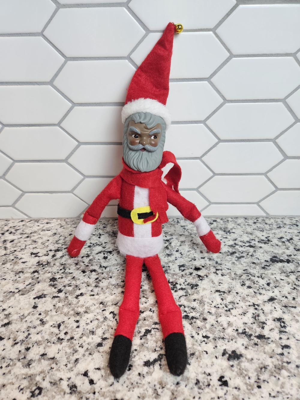 Vintage Style Santa Elf Figurine in Red and White Holiday Décor