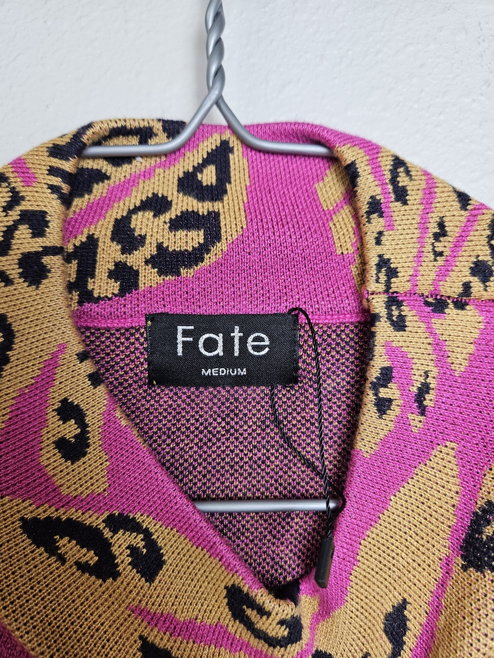 Fate "All in" Pink Leopard Mock Neck Turtleneck Sweater Medium photo 4