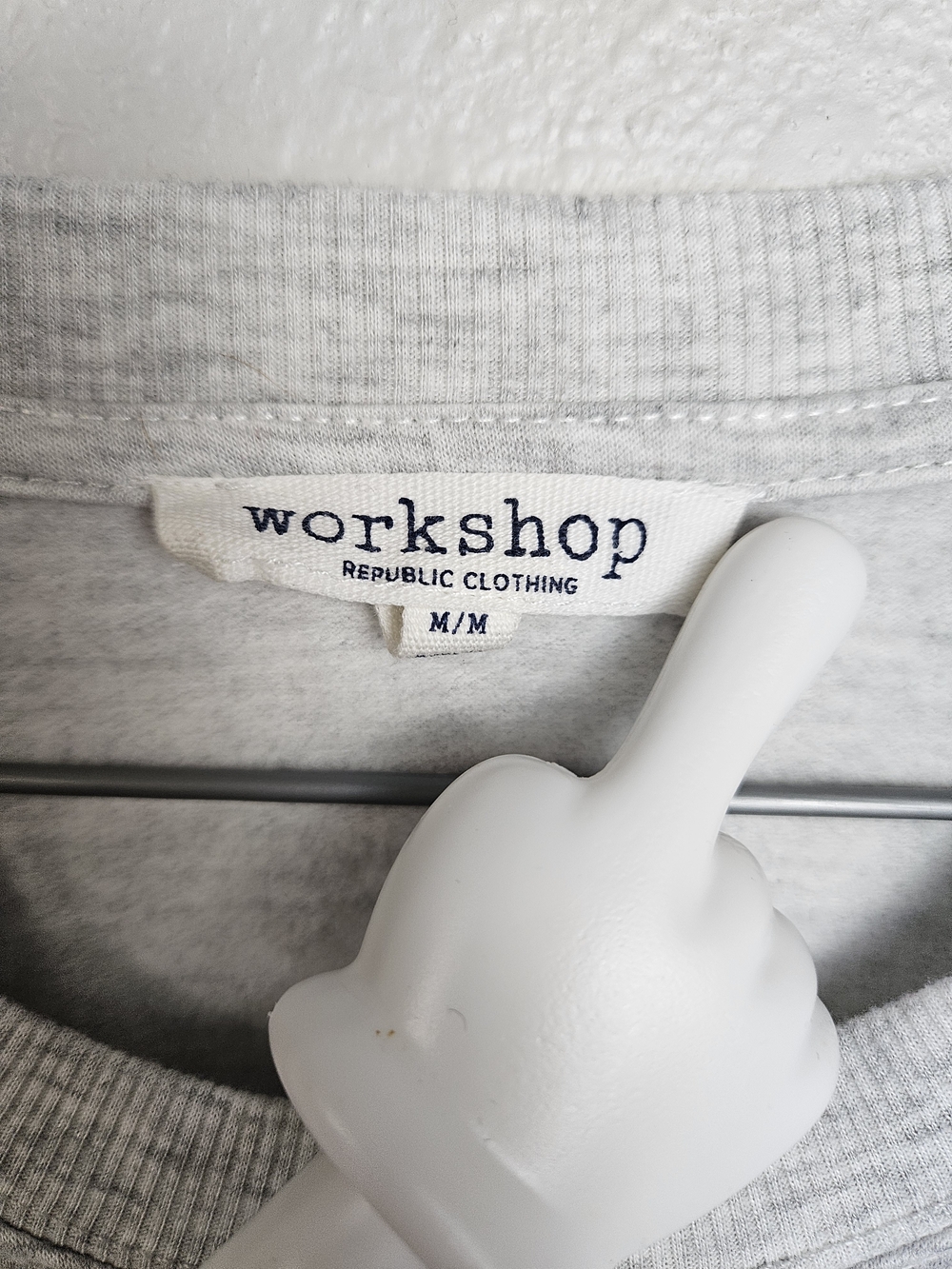 Workshop Republic Clothing Heather Gray Santa Face Crewneck with Red Glitter Hat photo 2