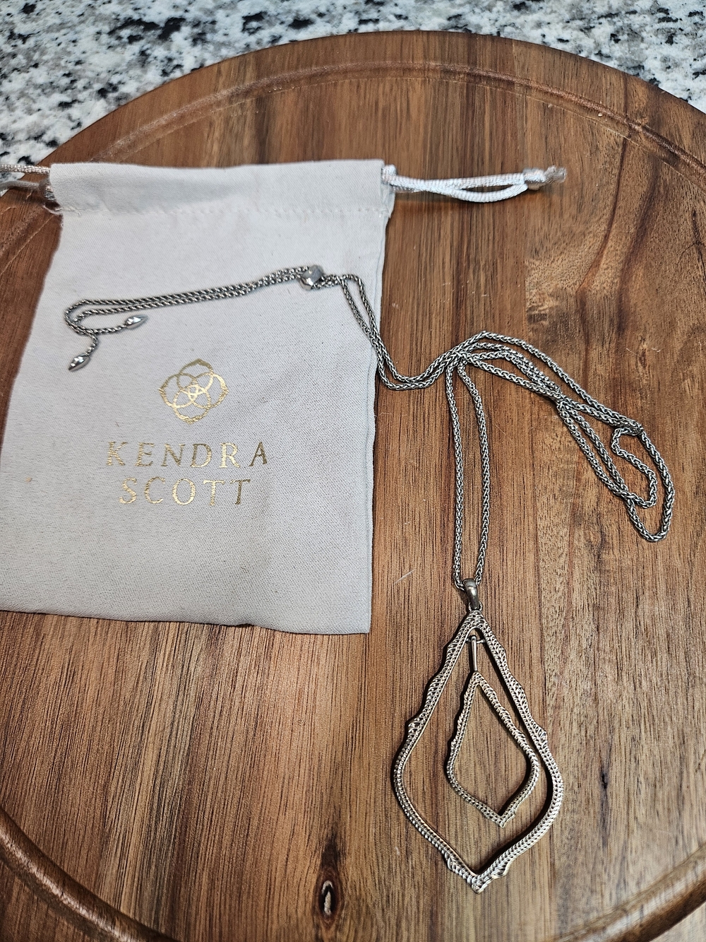 Kendra Scott Silver Tone Nested Teardrop Adjustable Pendant Necklace photo 3